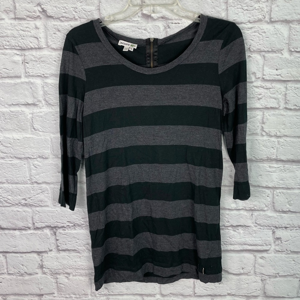 Lacoste Gray Stripe Long Sleeve Tunic Size 40